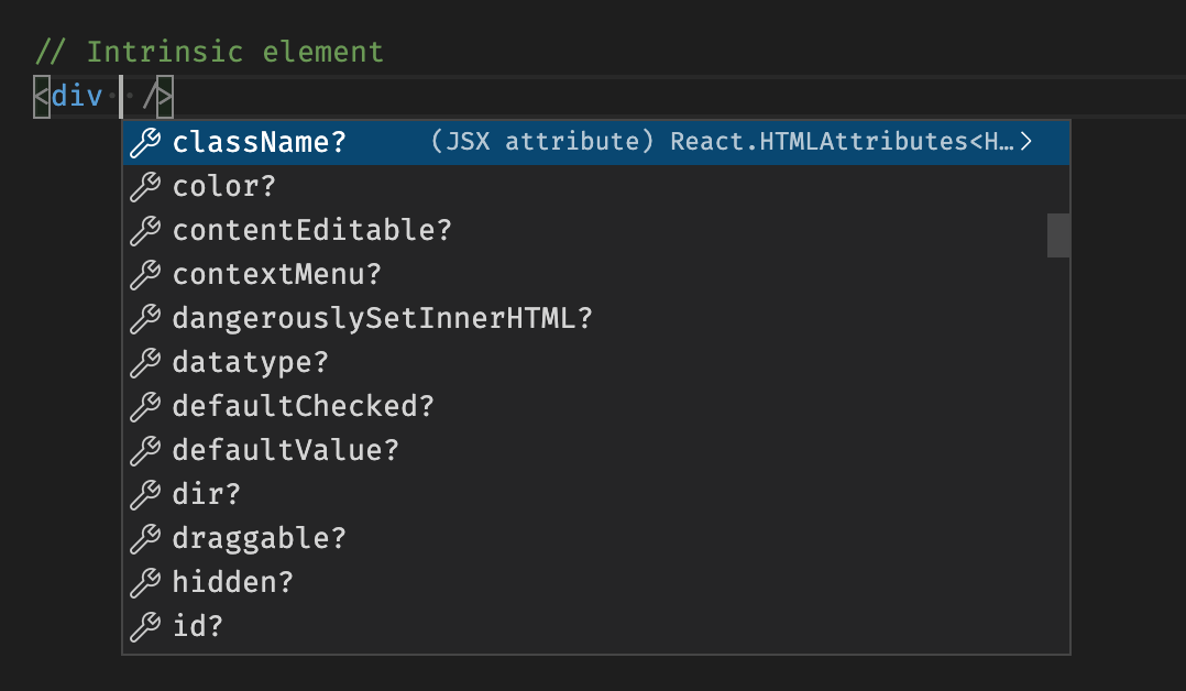 <div> is an intrinsic element which types are provided by React.