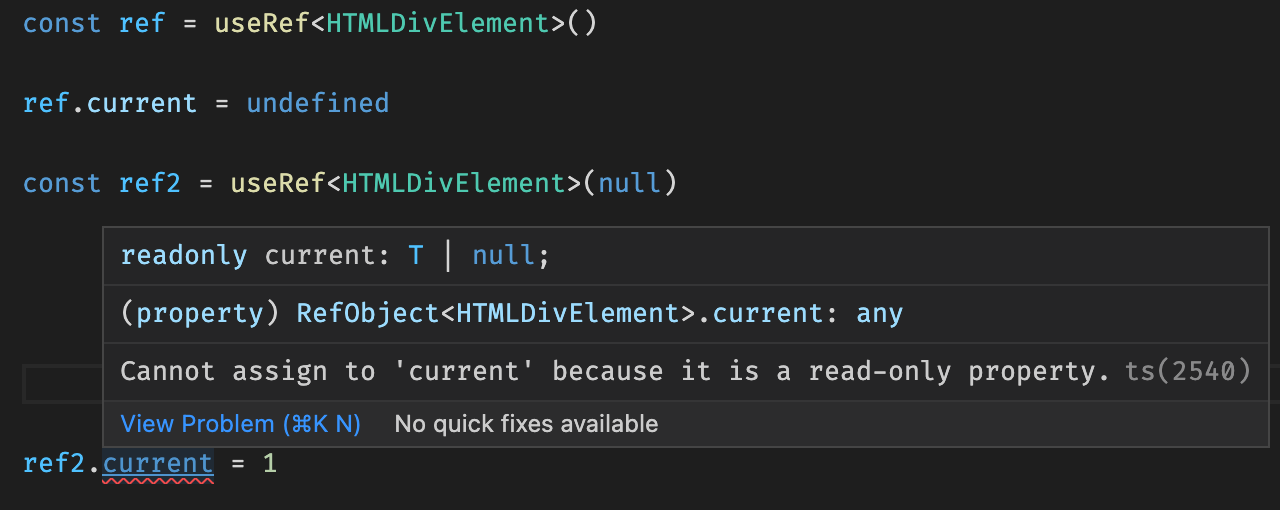 ref2is a type of ref passed down to a component's ref attribute, we cannot mutate ref2.current